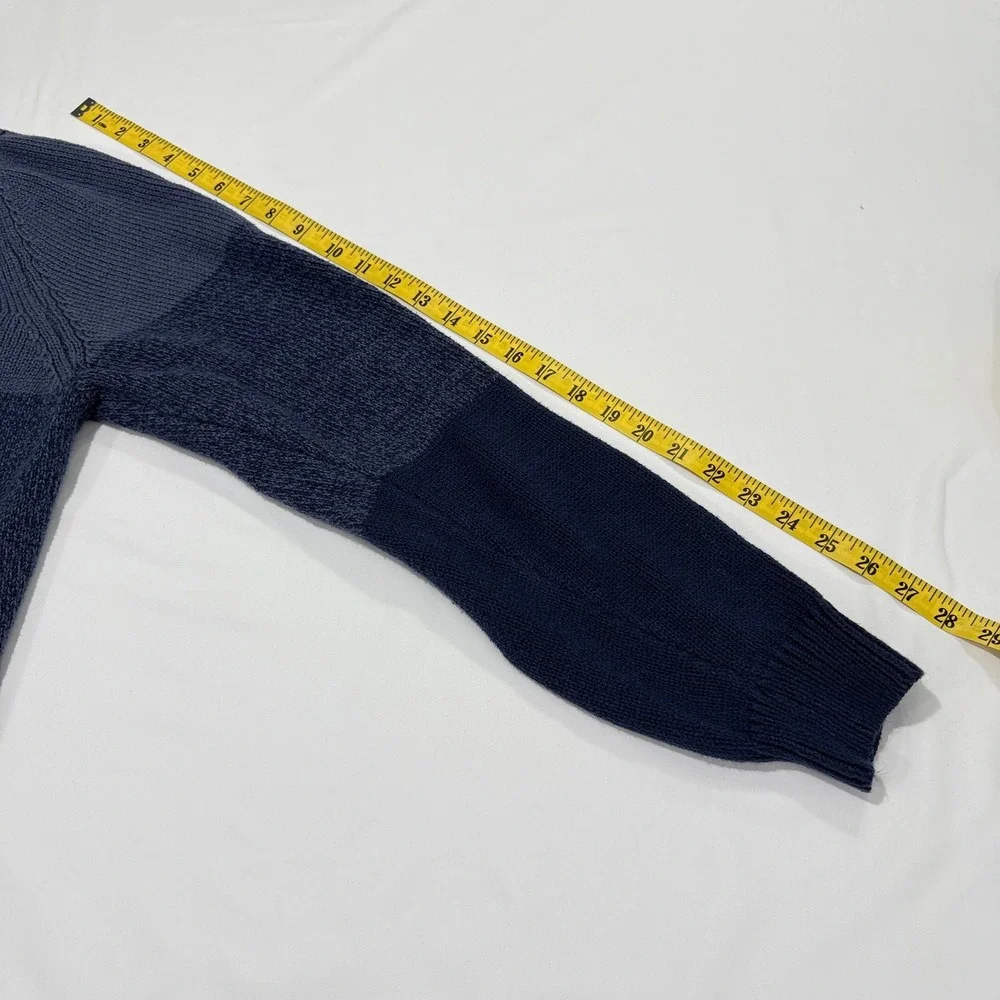 Grandpacore Minimalist‎ Two Tone Henley Knit Mock Neck Sweater Blue Men's XL